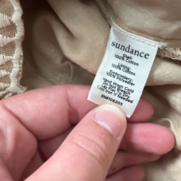 Sundance Royal Beauty Boho Embroidered Eyelet Sheath Dress Brown Tan Size P4 - Picture 9 of 9
